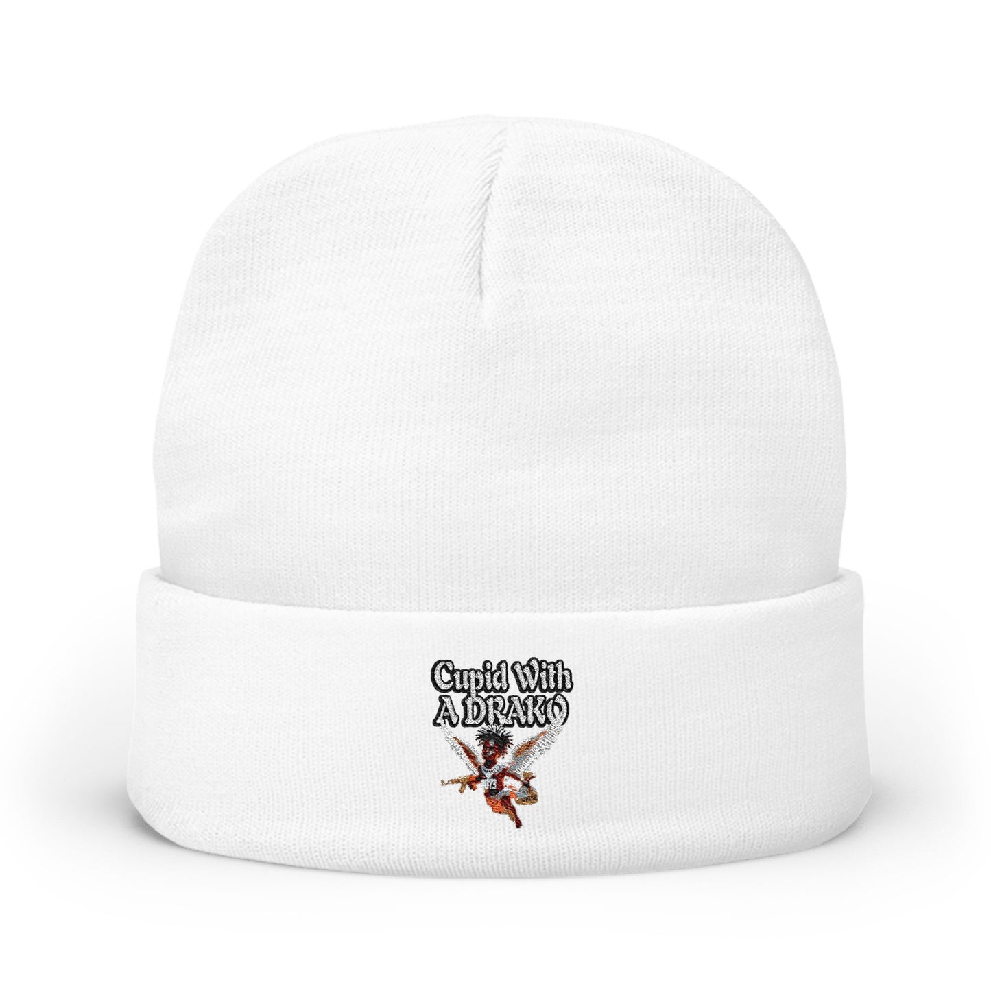 1073 Embroidered Knit Beanie — 'Cupid With A Drako’ Winter Hat