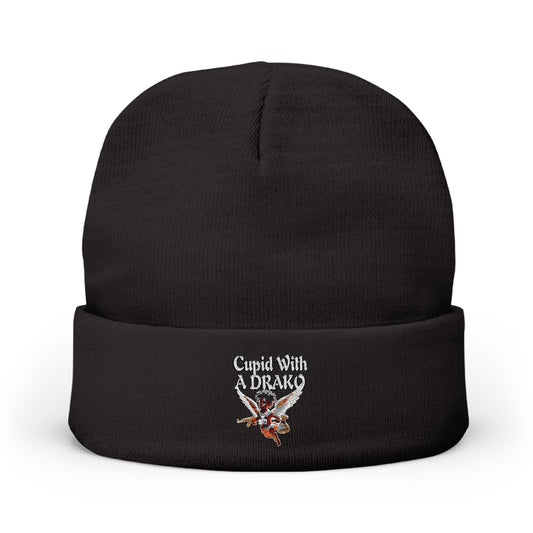 1073 Embroidered Knit Beanie — 'Cupid With A Drako’ Winter Hat