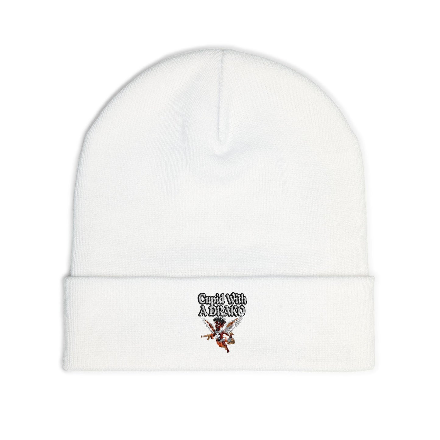 1073 Embroidered Knit Beanie — 'Cupid With A Drako’ Winter Hat
