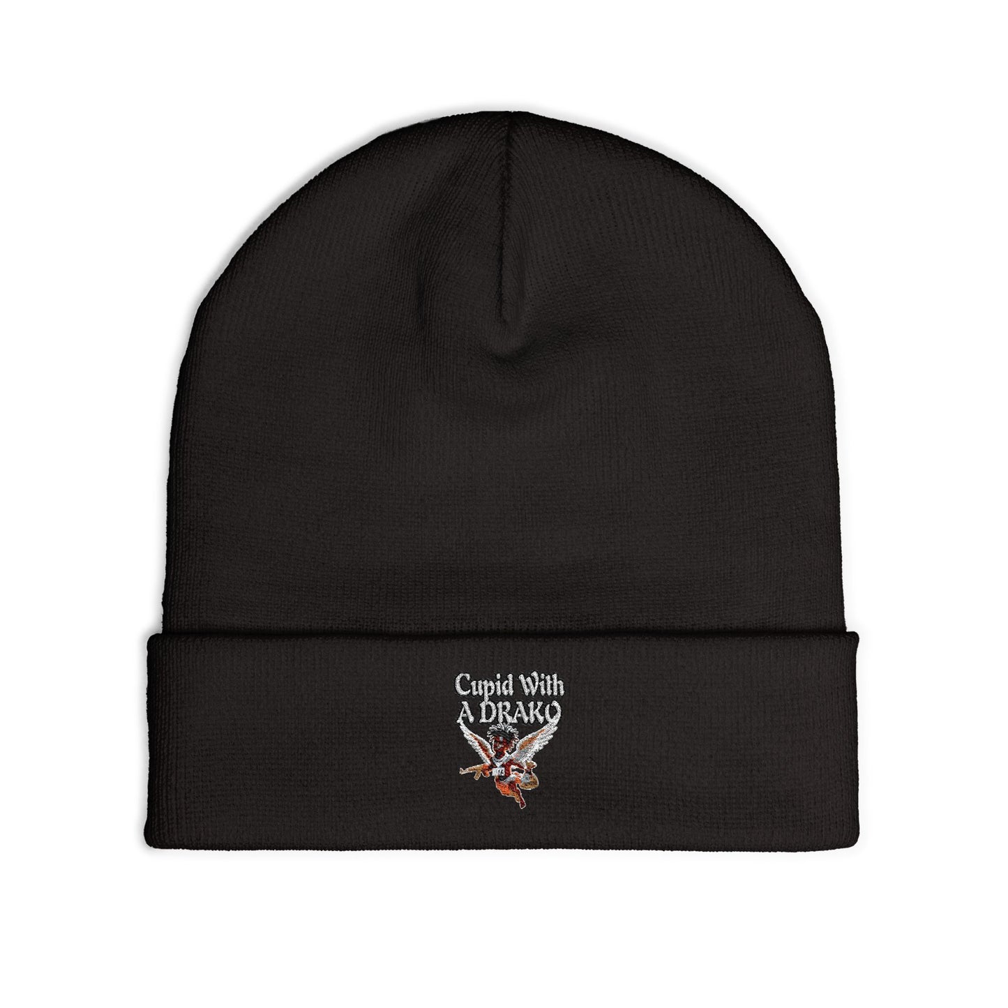 1073 Embroidered Knit Beanie — 'Cupid With A Drako’ Winter Hat