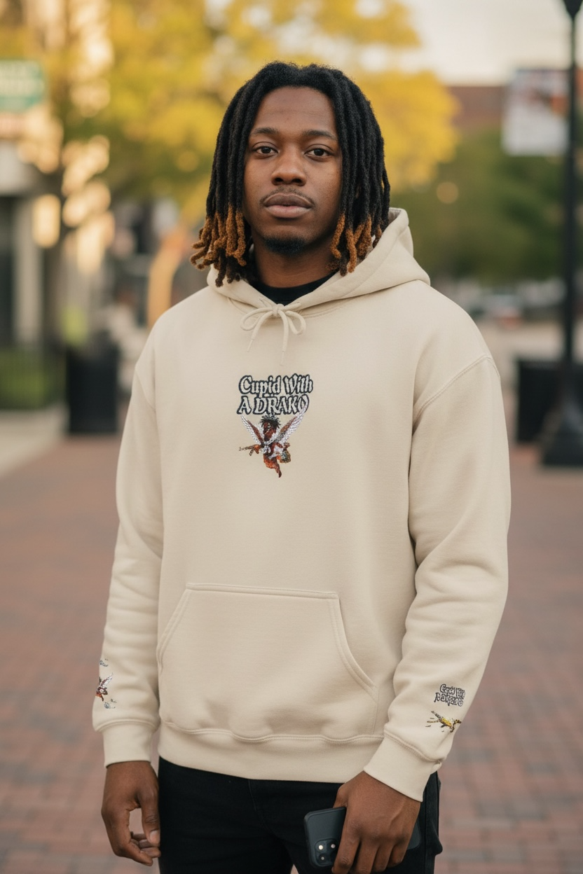 1073 - Flyte Wrisk - Graphic Hoodie — 'Cupid Wit A Drako Design