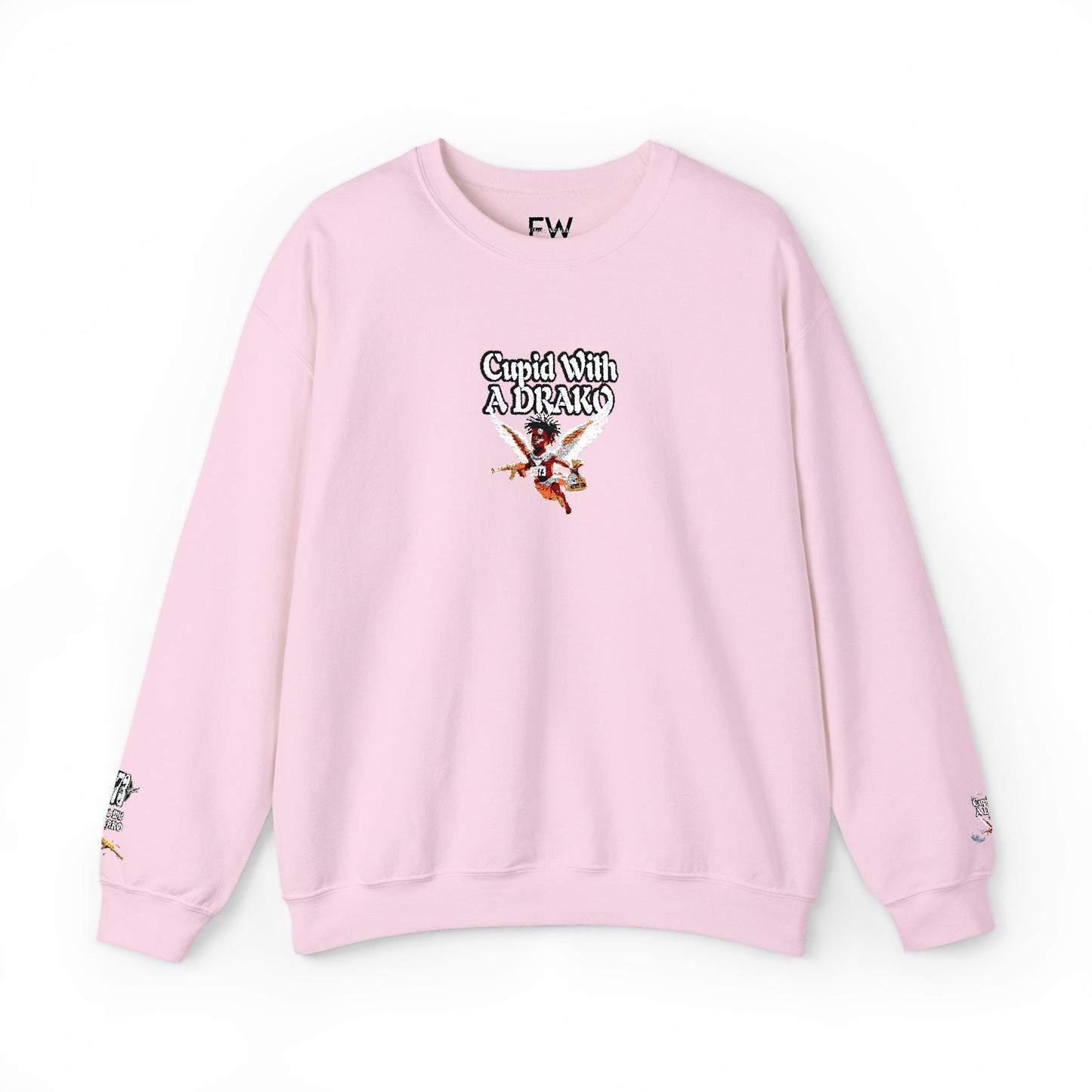 1073 - Flyte Wrisk - embroidered Cupid Wit A Drako sweater
