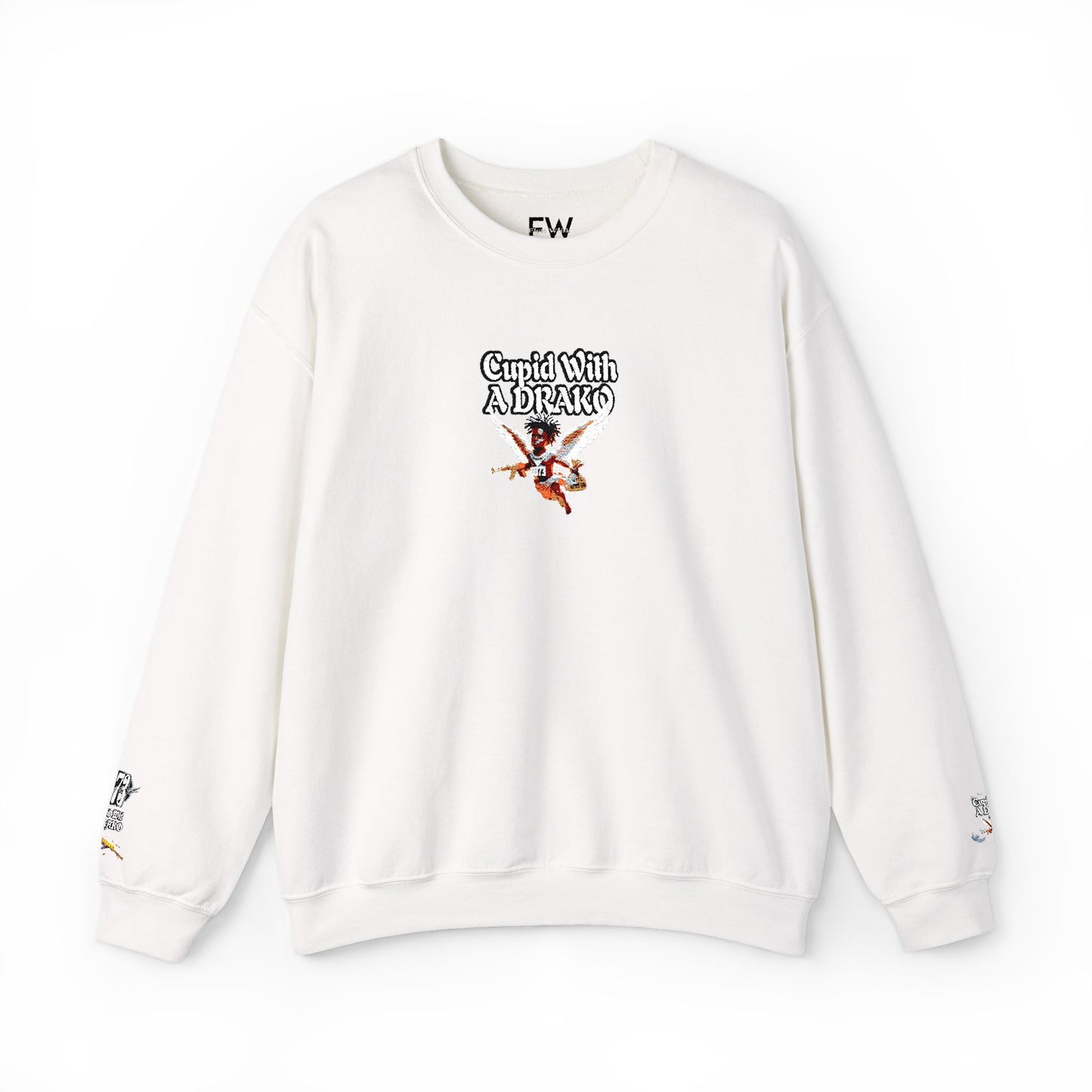 1073 - Flyte Wrisk - embroidered Cupid Wit A Drako sweater