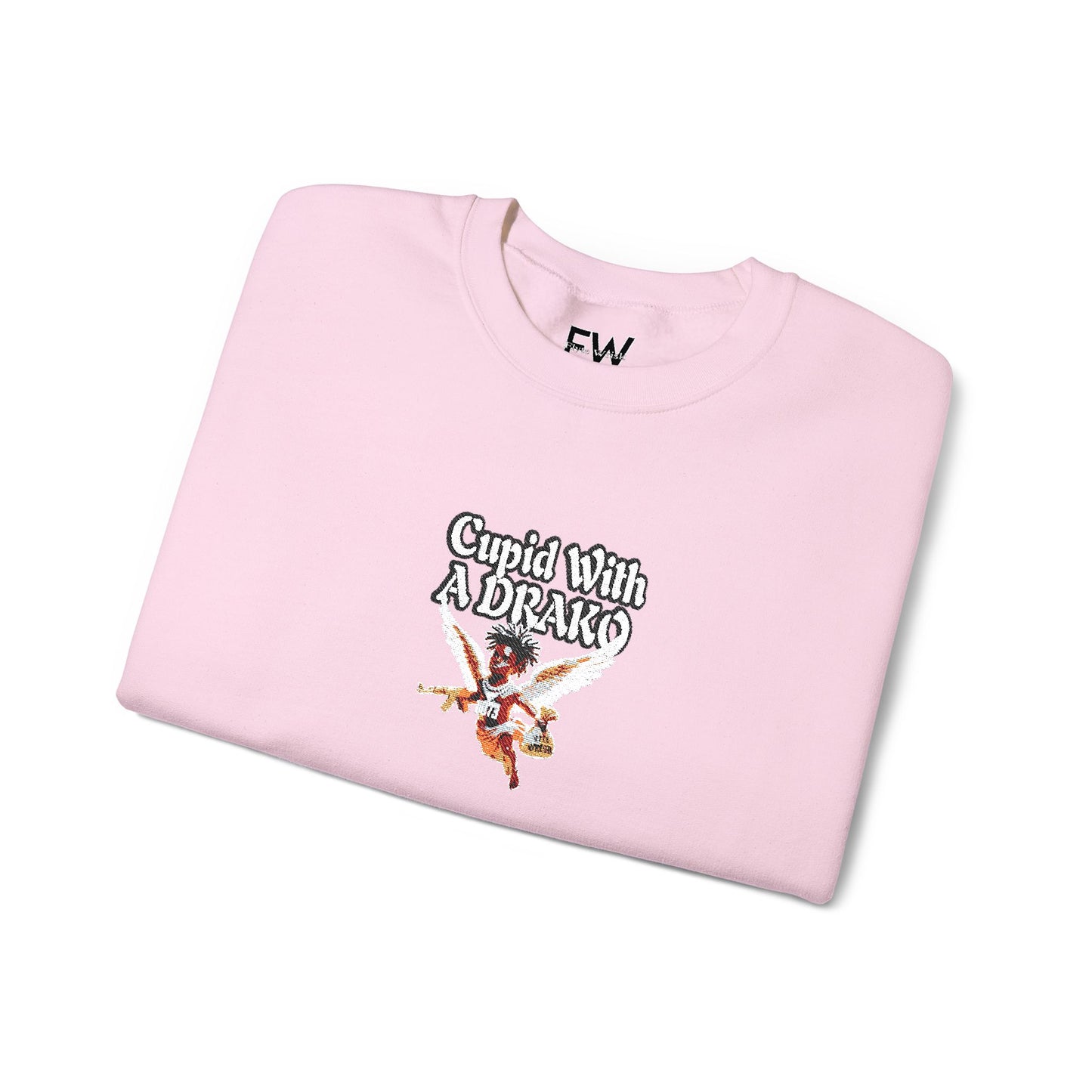 1073 - Flyte Wrisk - embroidered Cupid Wit A Drako sweater