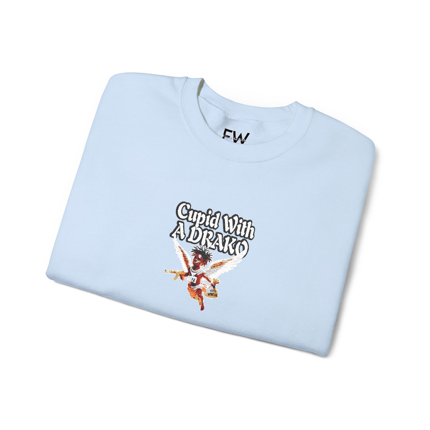 1073 - Flyte Wrisk - embroidered Cupid Wit A Drako sweater